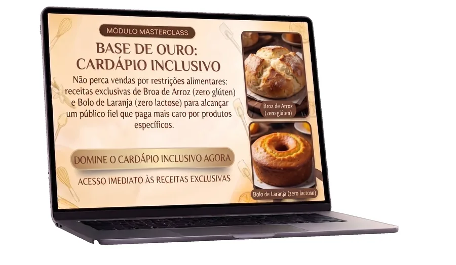 Bônus Cardápio Inclusivo — receitas de Broa de Arroz e Bolo de Laranja