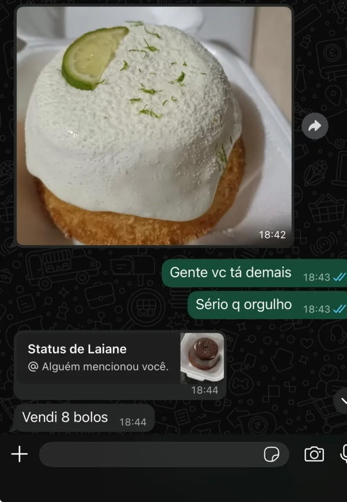 Depoimento de aluna Laiane, vendeu 8 bolos